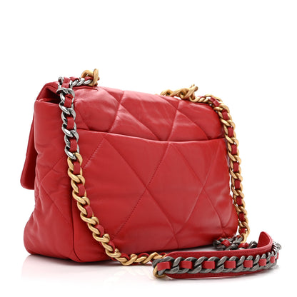 Chanel Goatskin Quilted Large Chanel 19 Flap Red 3 of 10