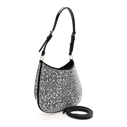 Prada Satin Crystal Cleo Adjustable Strap Shoulder Bag Metal 3 of 9