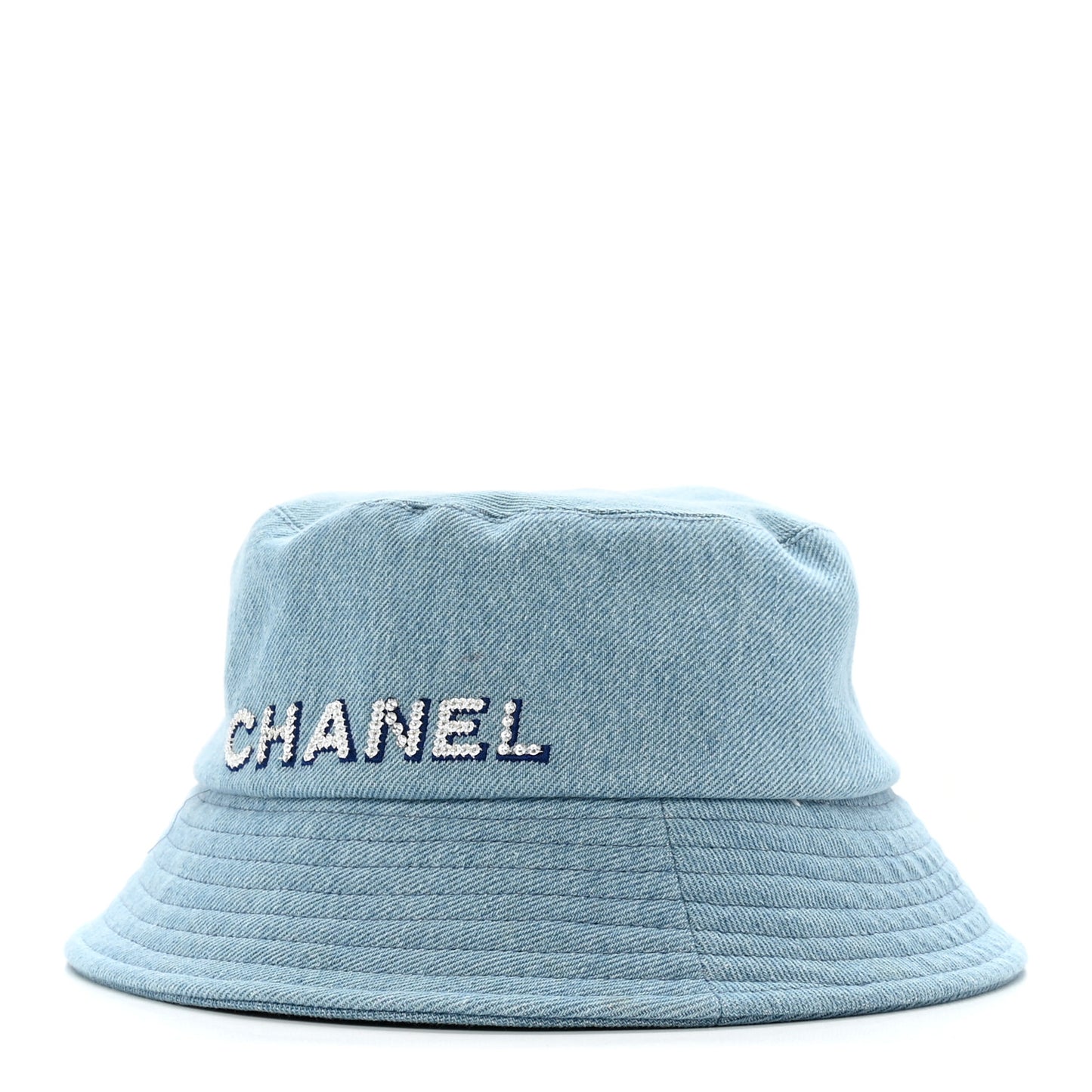Denim Sequin Cloche Logo Bucket Hat S Blue