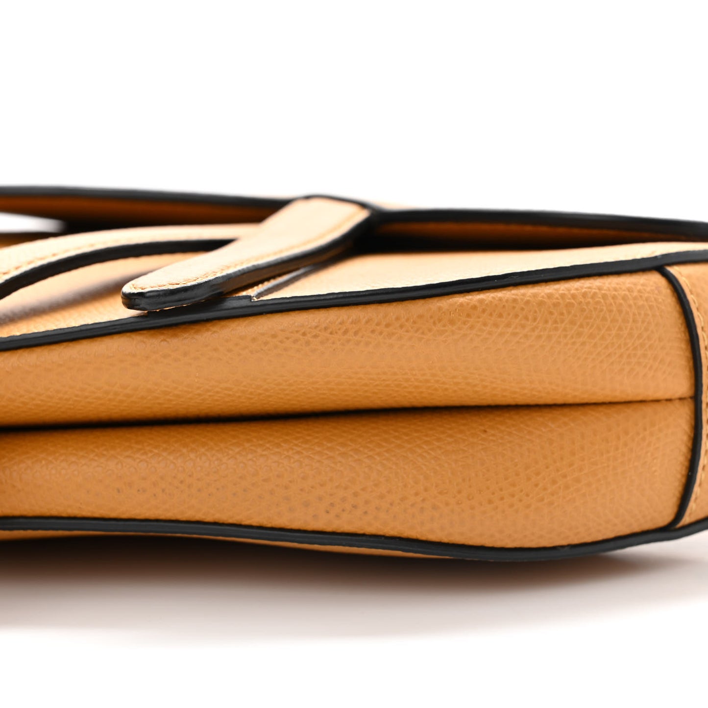 Grained Calfskin Mini Saddle Bag Dark Yellow