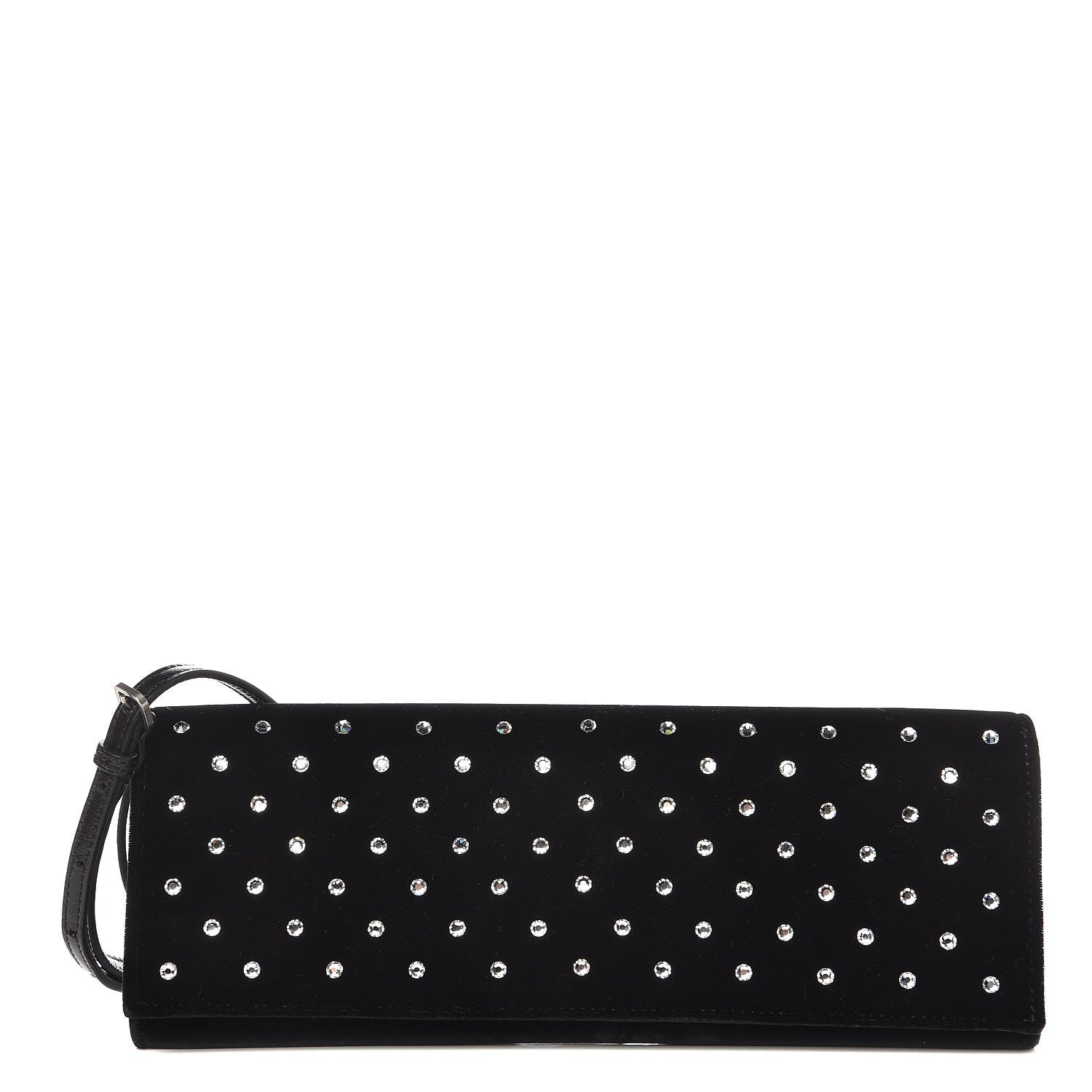 Saint Laurent Velvet Crystal Fetiche Clutch Nero Black 1 of 8