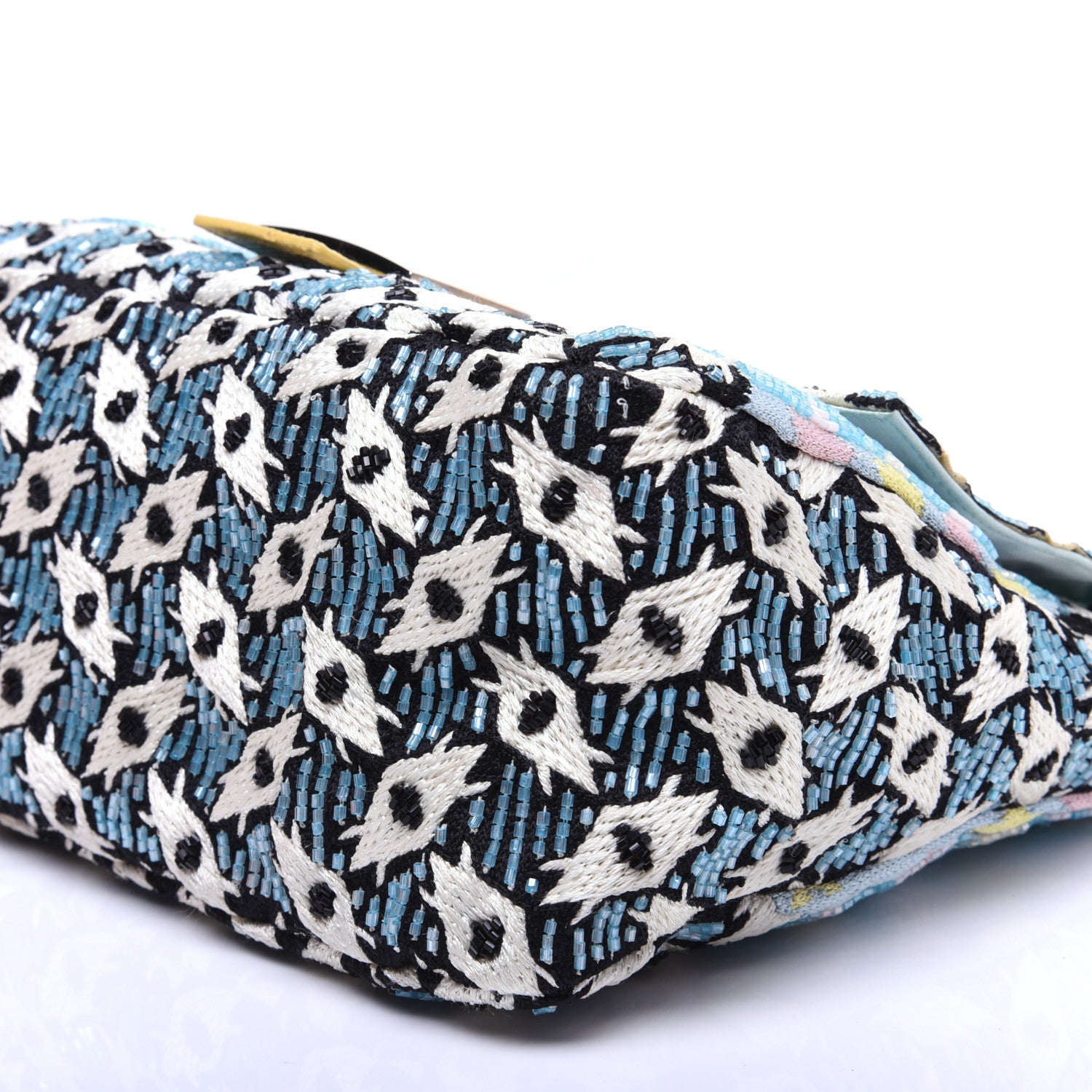 Fendi Beaded Lizard Mama Baguette Blue Yellow 7 of 14
