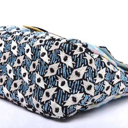 Fendi Beaded Lizard Mama Baguette Blue Yellow 7 of 14