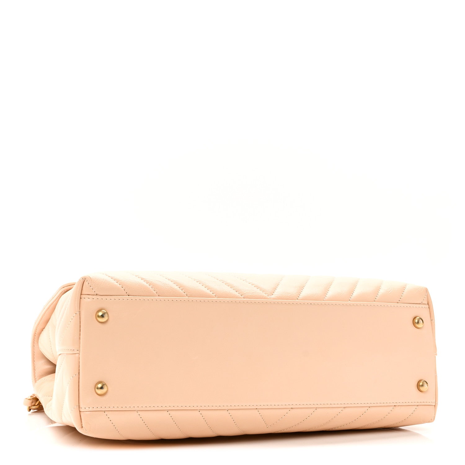 Chanel Calfskin Chevron Quilted Medium Coco Handle Flap Beige 4 of 10
