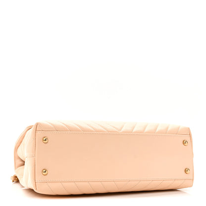 Chanel Calfskin Chevron Quilted Medium Coco Handle Flap Beige 4 of 10