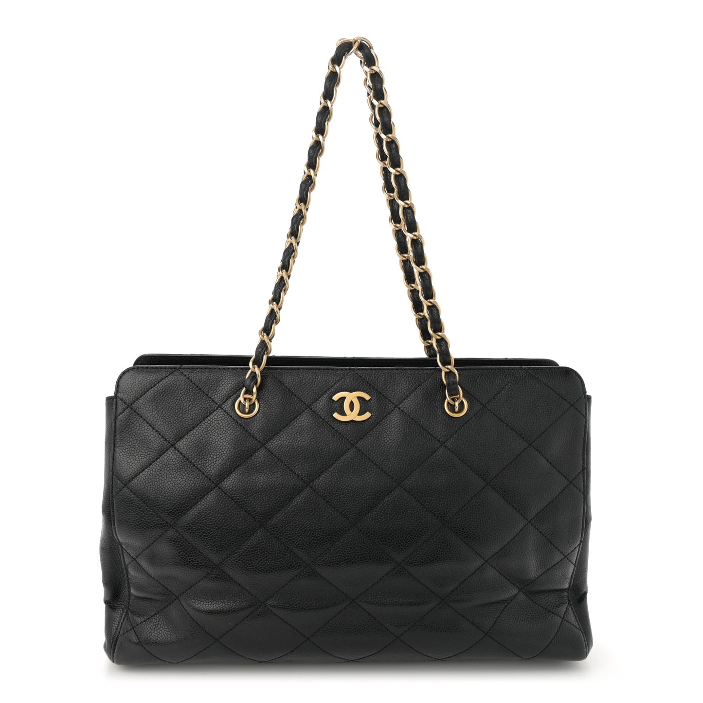 Caviar Quilted Flap Shoulder Bag Black