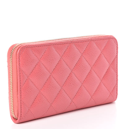 Chanel Iridescent Caviar Quilted Medium Zip Around Wallet Pink 3 of 9