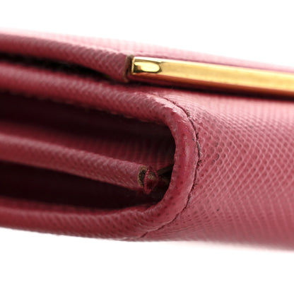 Prada Saffiano Metal Bar Flap Wallet with Strap Peonia 15 of 16