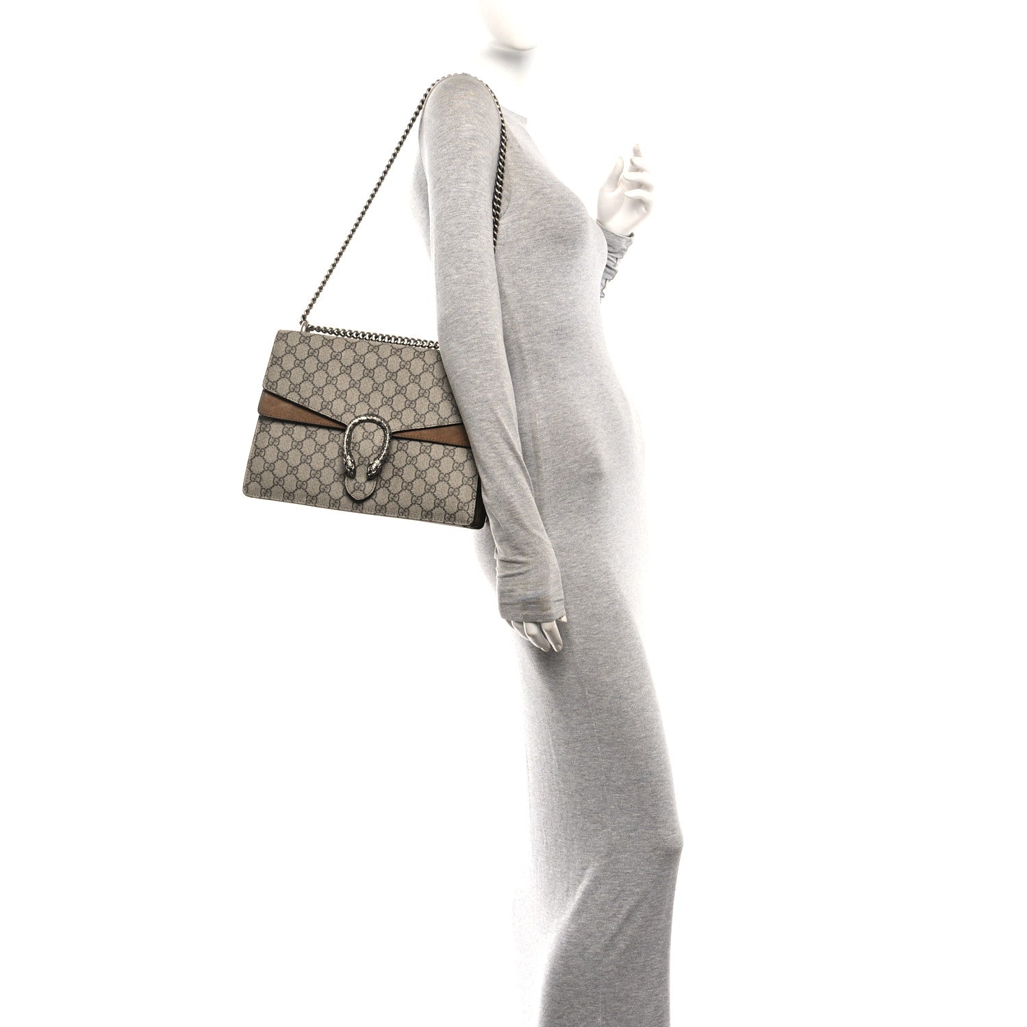 Gucci GG Supreme Monogram Medium Dionysus Shoulder Bag Taupe 2 of 11