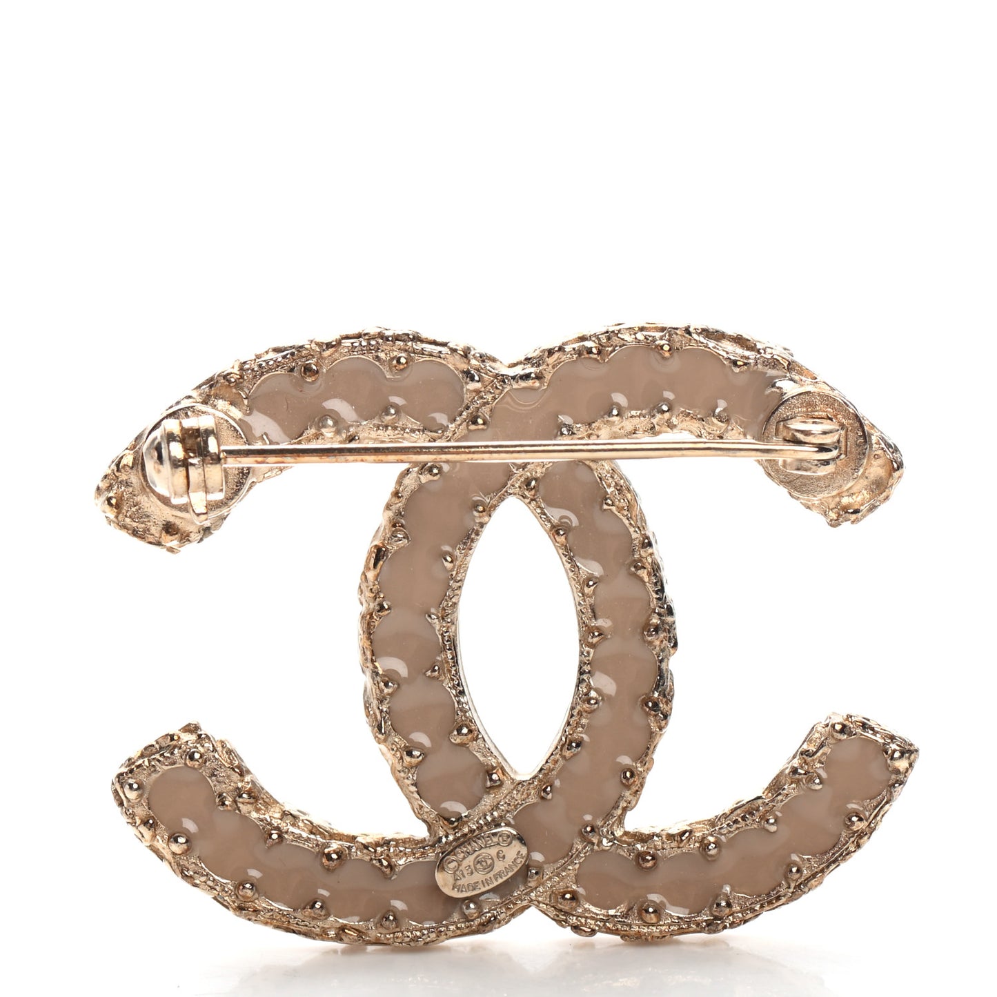 Crystal CC Brooch Light Gold Pink