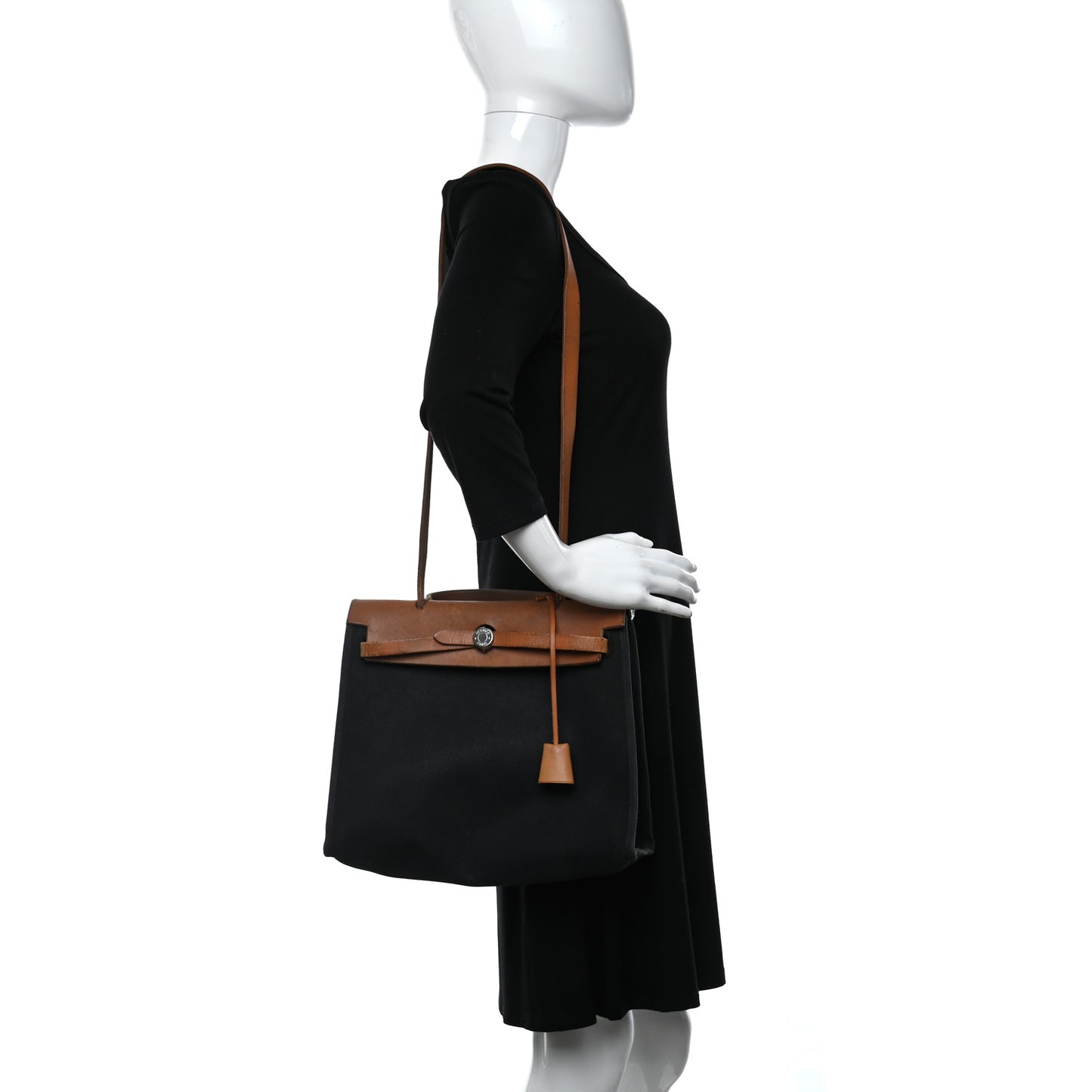 Toile Vache Calfskin Herbag PM 30 Black Natural