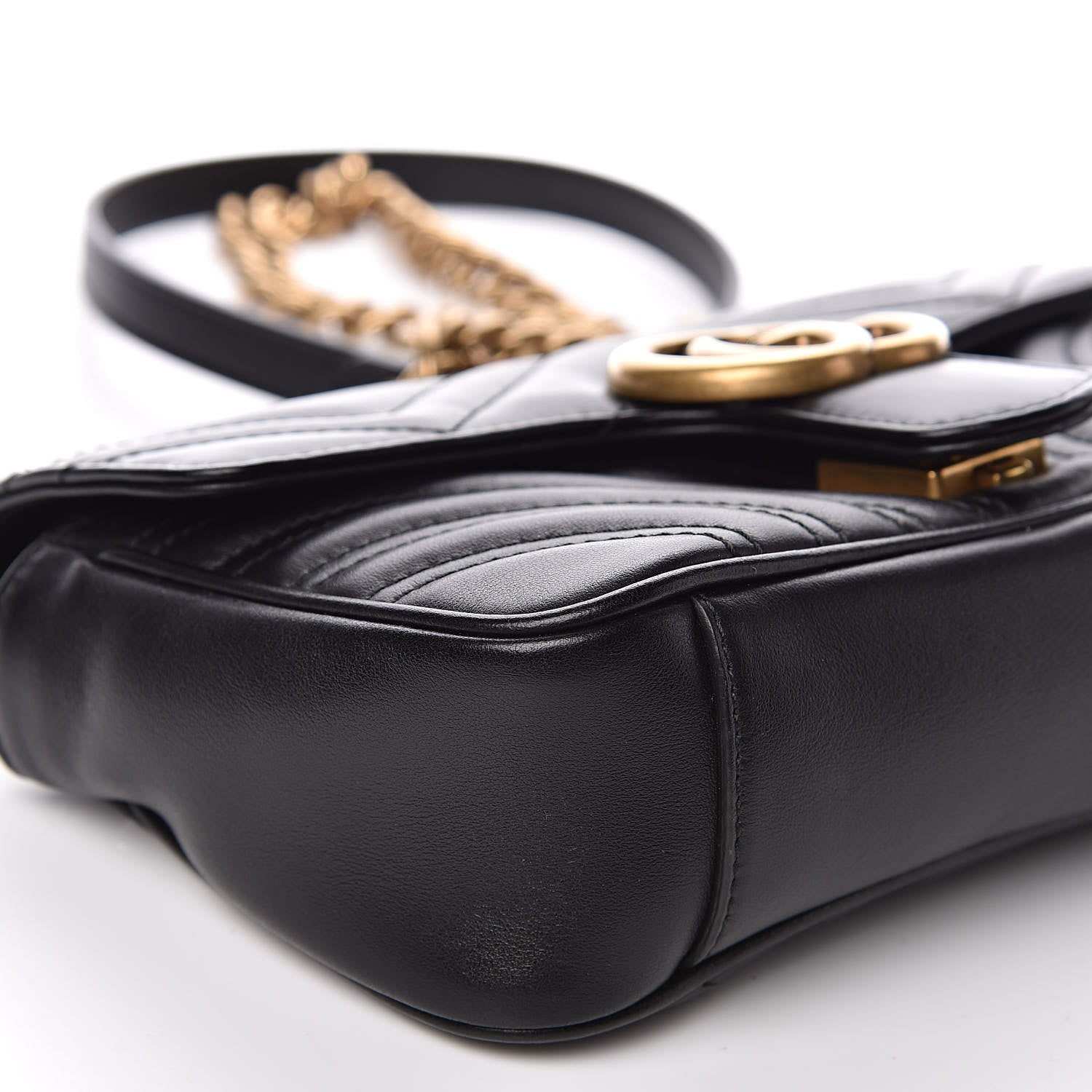 Gucci Calfskin Matelasse Mini GG Marmont Shoulder Bag Black 8 of 11