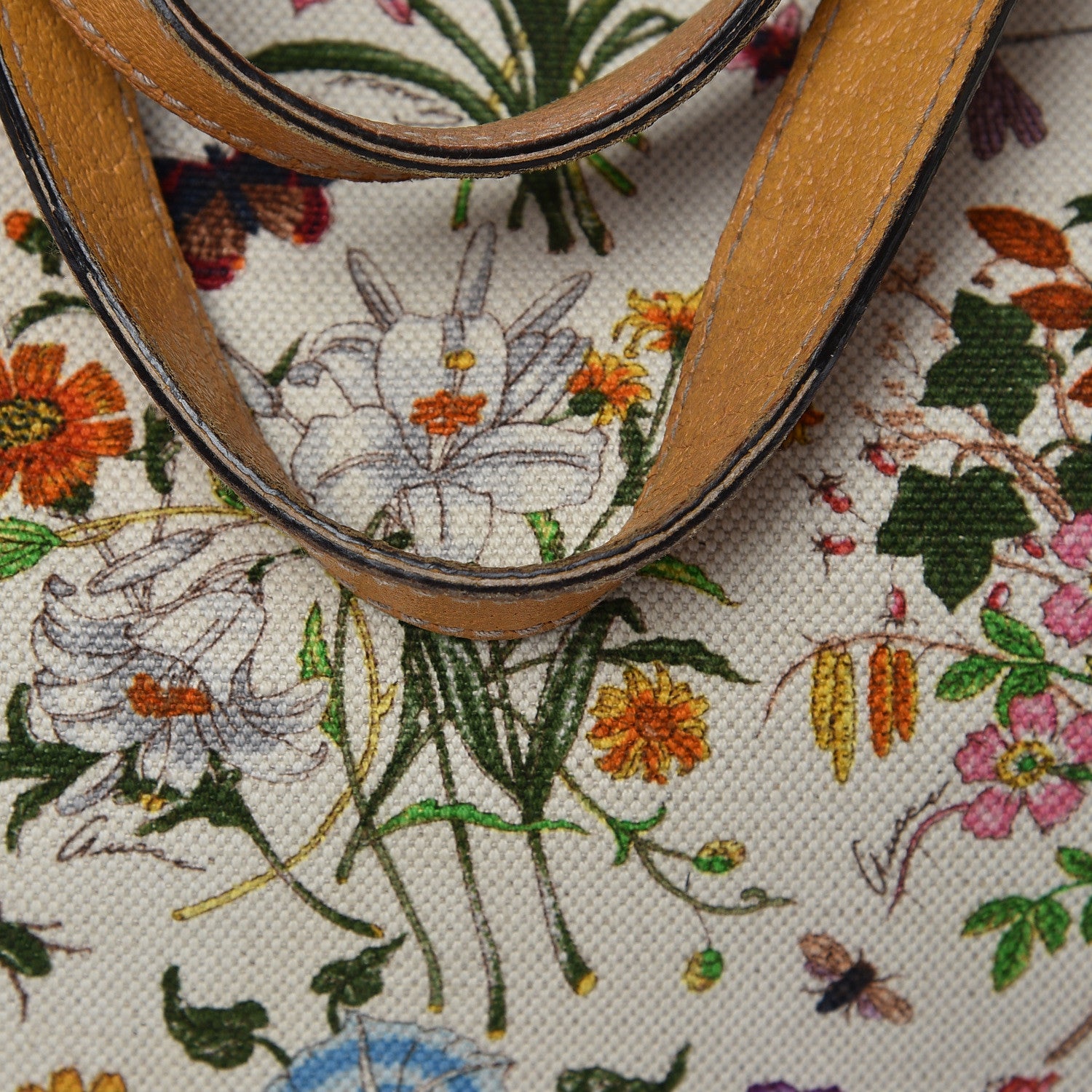 Gucci Canvas Large Floral Flora Joy Tote Yellow 14 of 21