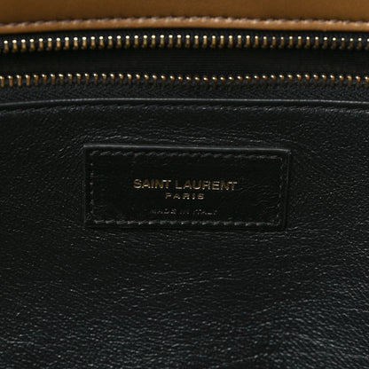 Saint Laurent Shearling Lambskin Quilted Sade Puffer Envelope Clutch Natural Brown 6 of 9