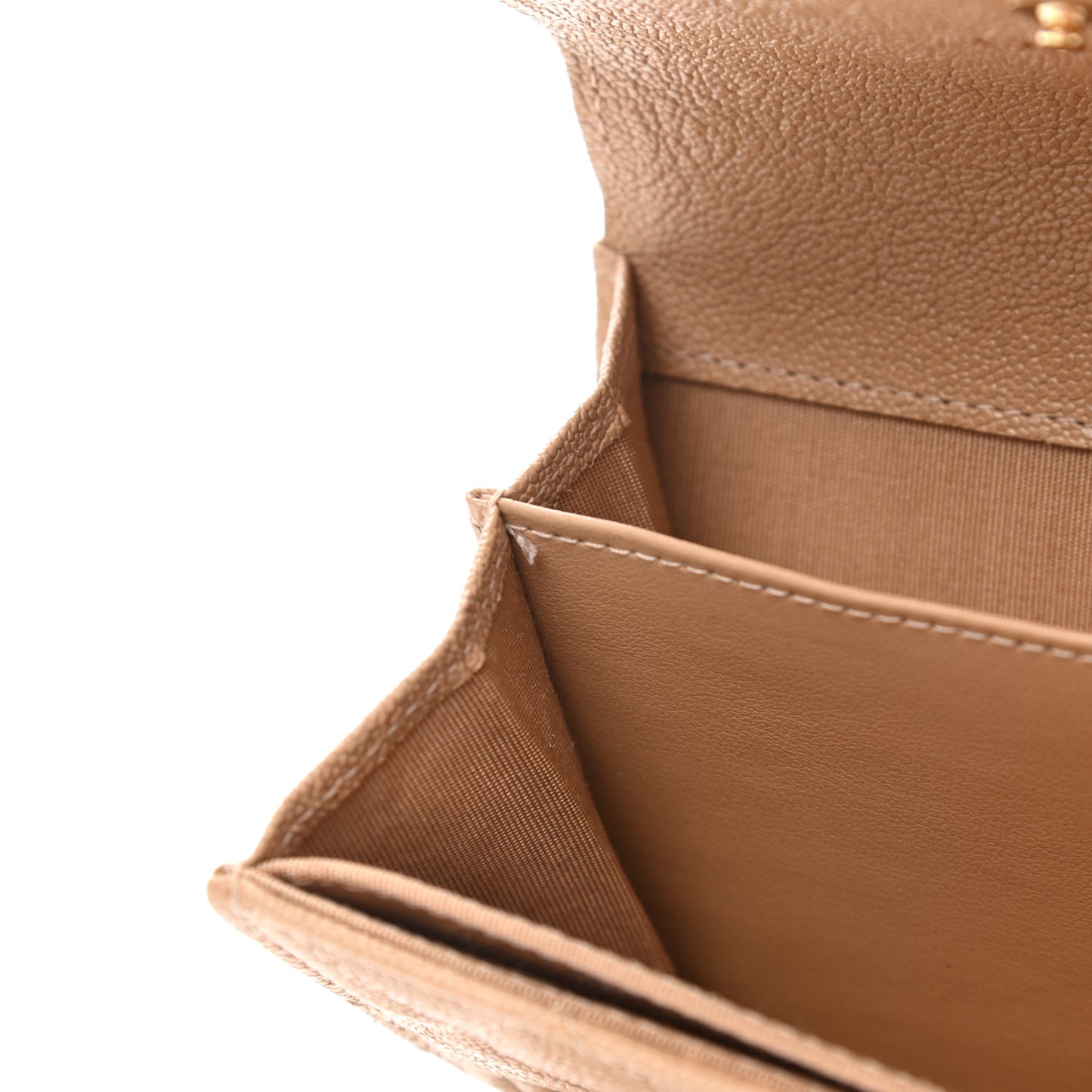 Caviar Quilted Boy Card Holder Wallet Beige