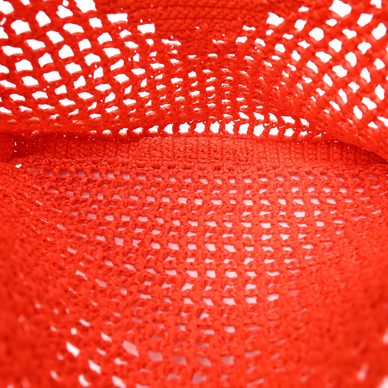 Prada Yarn Raffia Effect Crochet Logo Embroidered Tote Bag Arancio 5 of 9