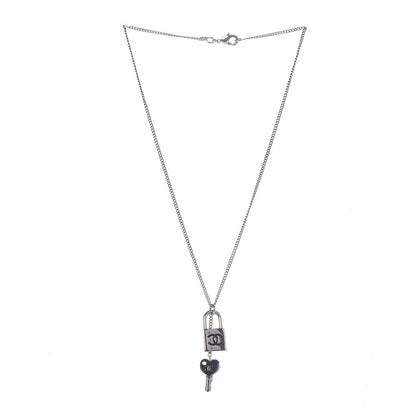 Chanel Metal Lock Key Necklace Silver 3 of 6