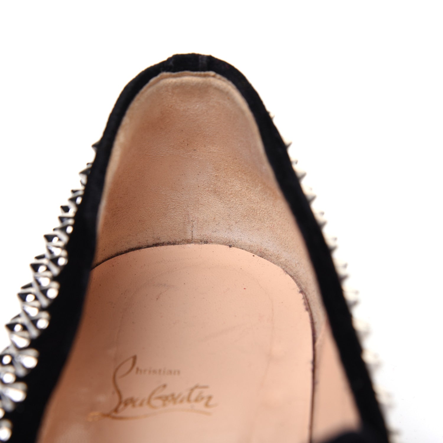 Christian Louboutin Velvet Mens Rollerboy Spikes Flat Loafers 43.5 Black 10 of 13