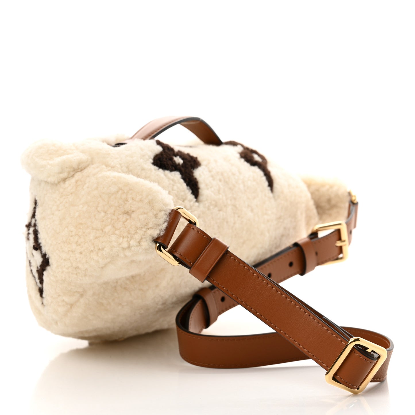 Shearling Monogram LV Ski Bumbag Cream Brown