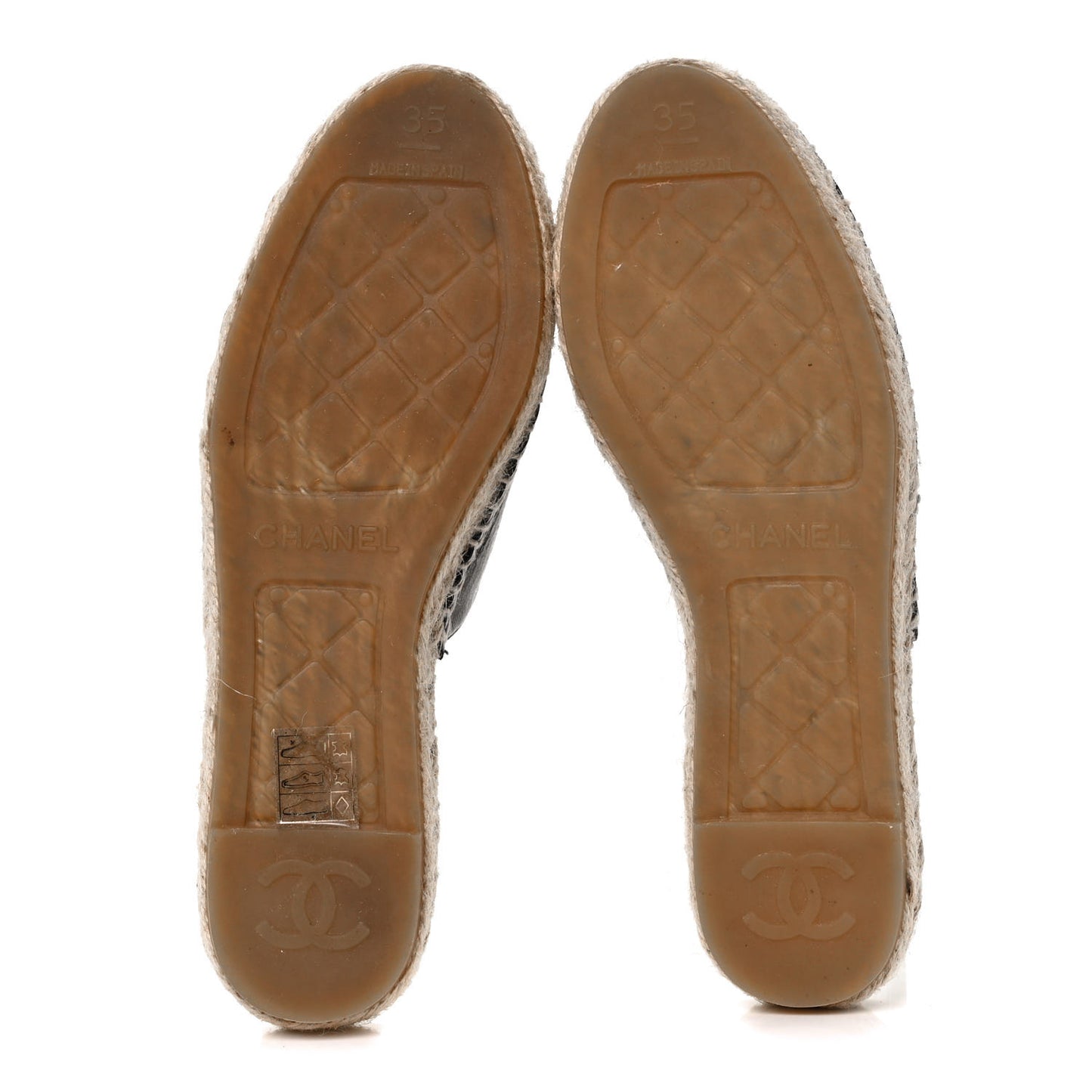 Iridescent Goatskin Patent CC Espadrille Mules 35 Black