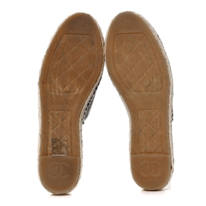 Chanel Iridescent Goatskin Patent CC Espadrille Mules 35 Black 5 of 8