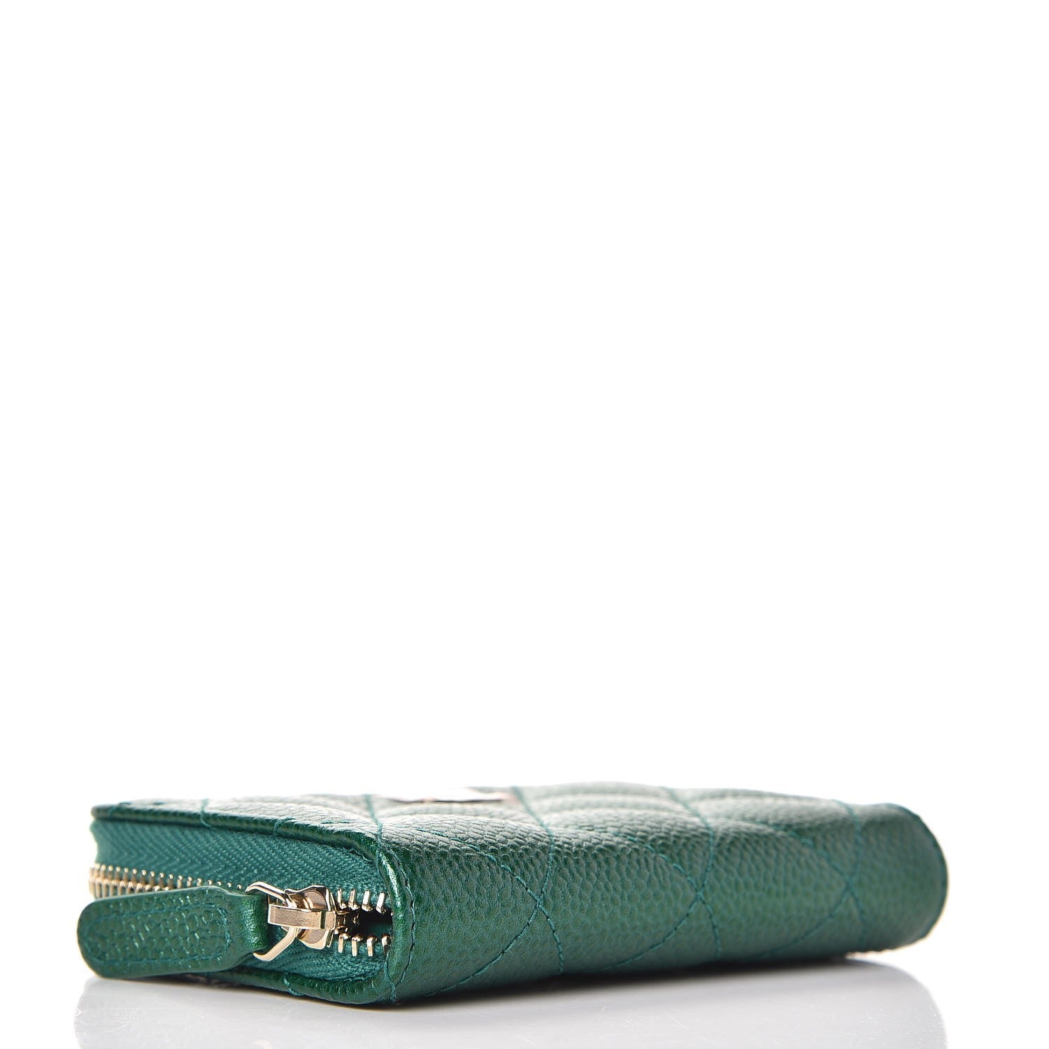 Chanel Metallic Caviar Quilted Zip Coin Purse Green 4 of 8