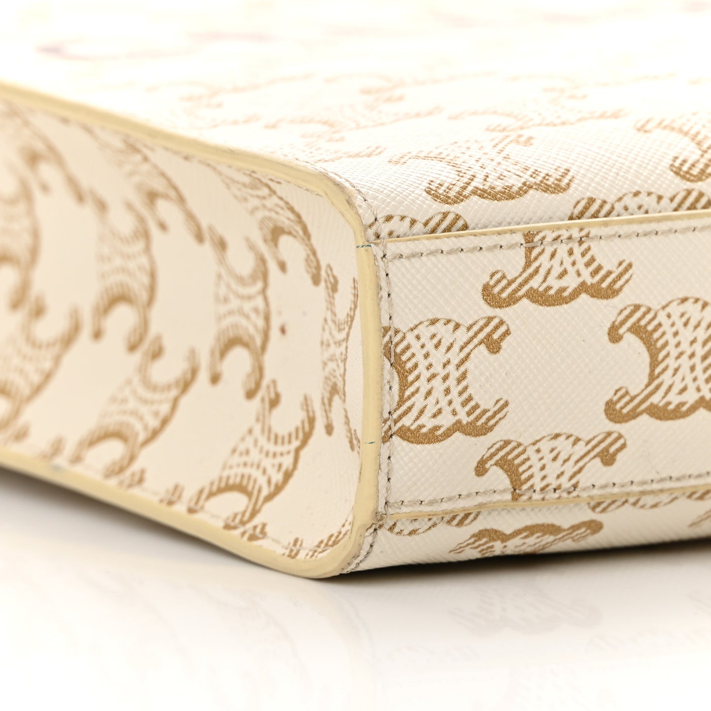 Triomphe Canvas Calfskin Mini Vertical Cabas White