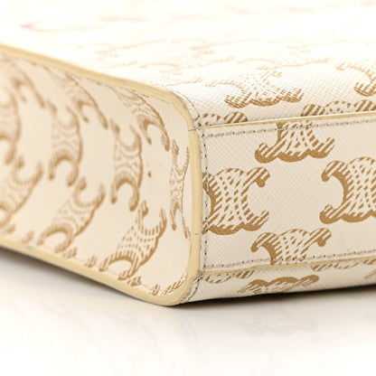 Celine Triomphe Canvas Calfskin Mini Vertical Cabas White 8 of 10