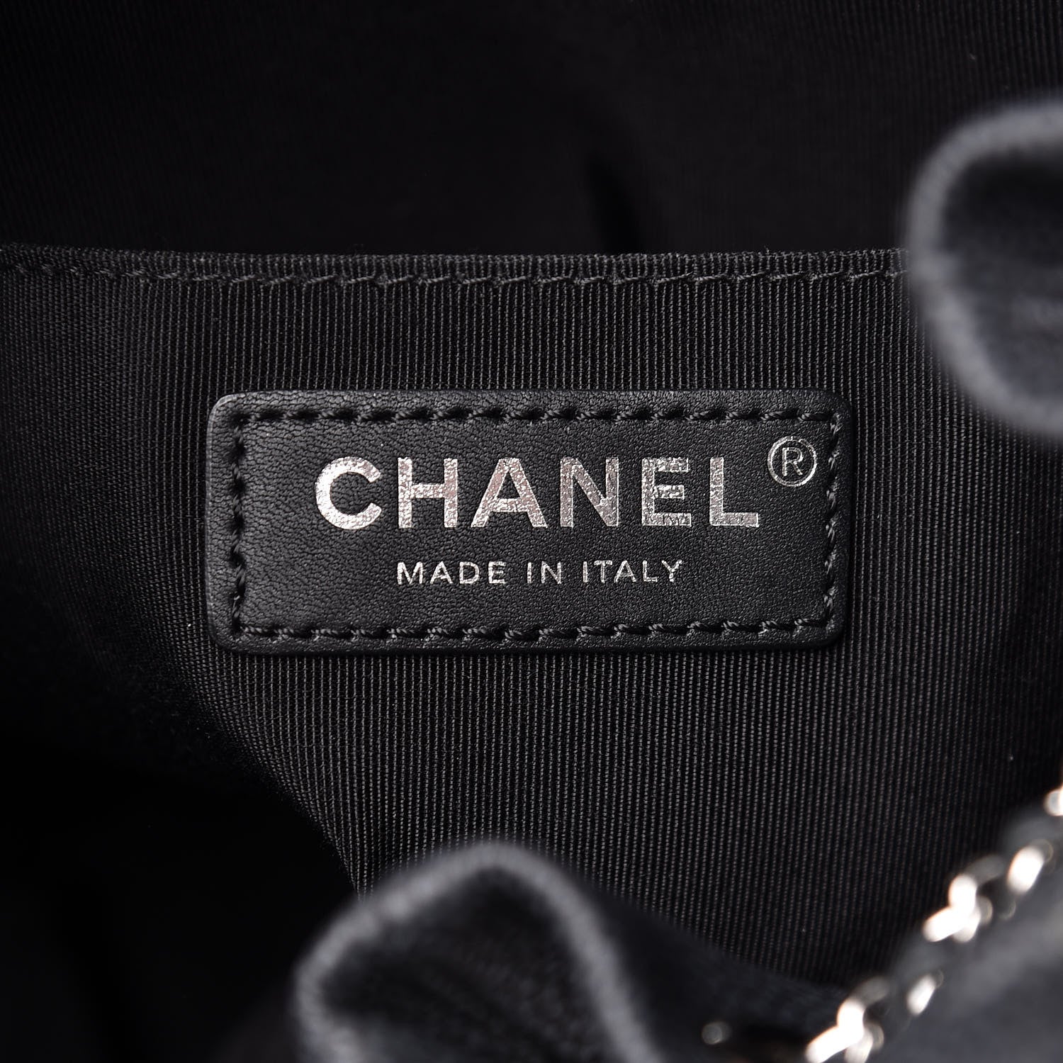 Chanel Caviar Flat Quilted CC Chain Bucket Drawstring Bag Black 6 of 9