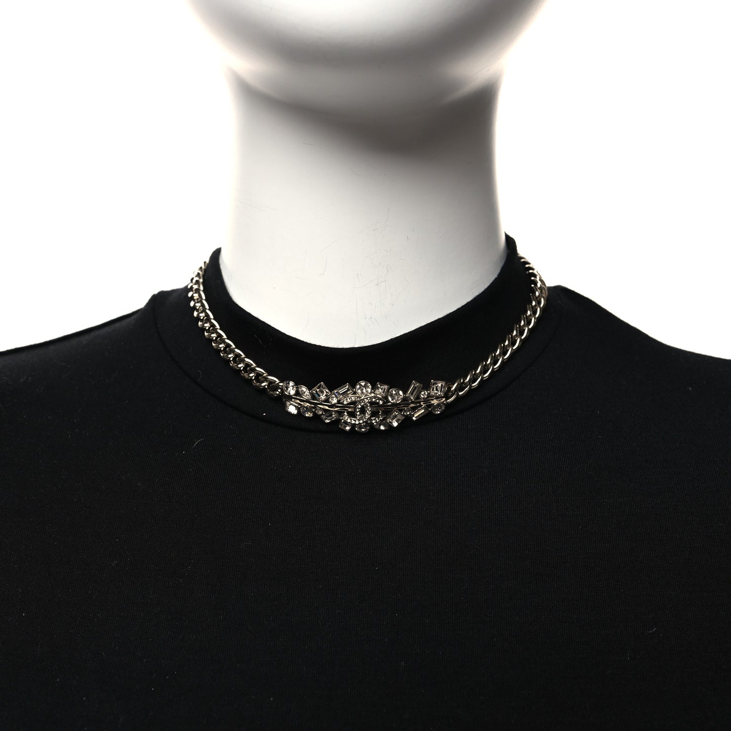 Crystal CC Link Choker Necklace Gold