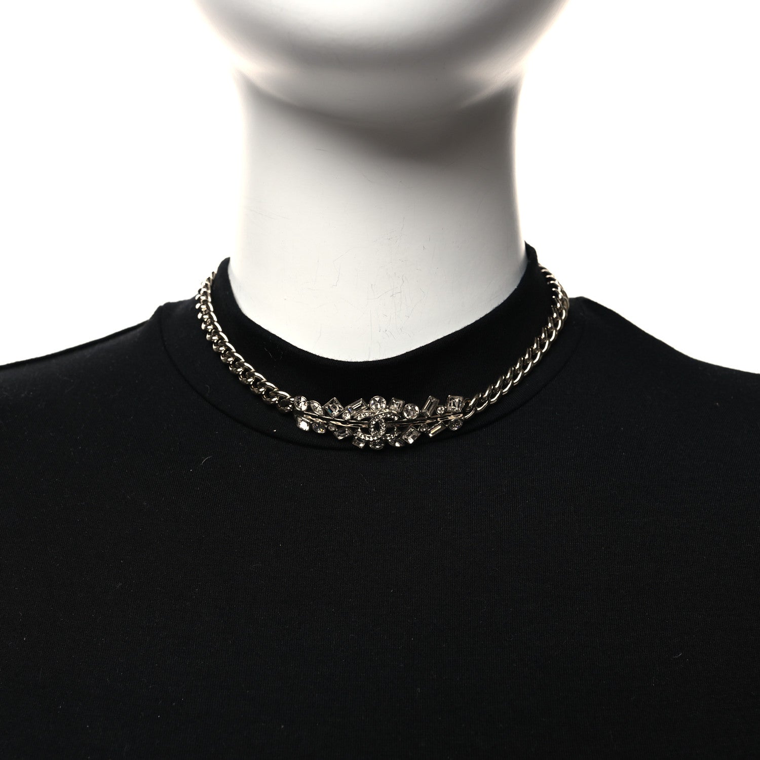 Chanel Crystal CC Link Choker Necklace Gold 2 of 5