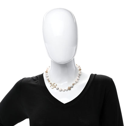 Chanel Marble Beaded CC Necklace Gold White 2 of 4