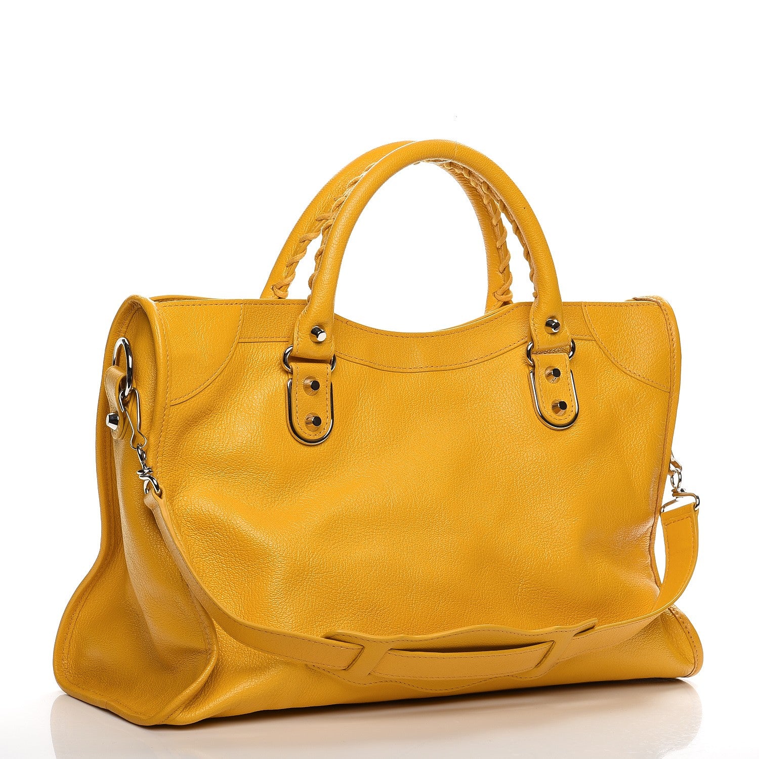 Balenciaga Chevre Silver Metallic Edge Hardware City Jaune Epi 4 of 8