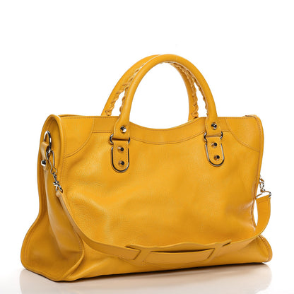 Balenciaga Chevre Silver Metallic Edge Hardware City Jaune Epi 4 of 8