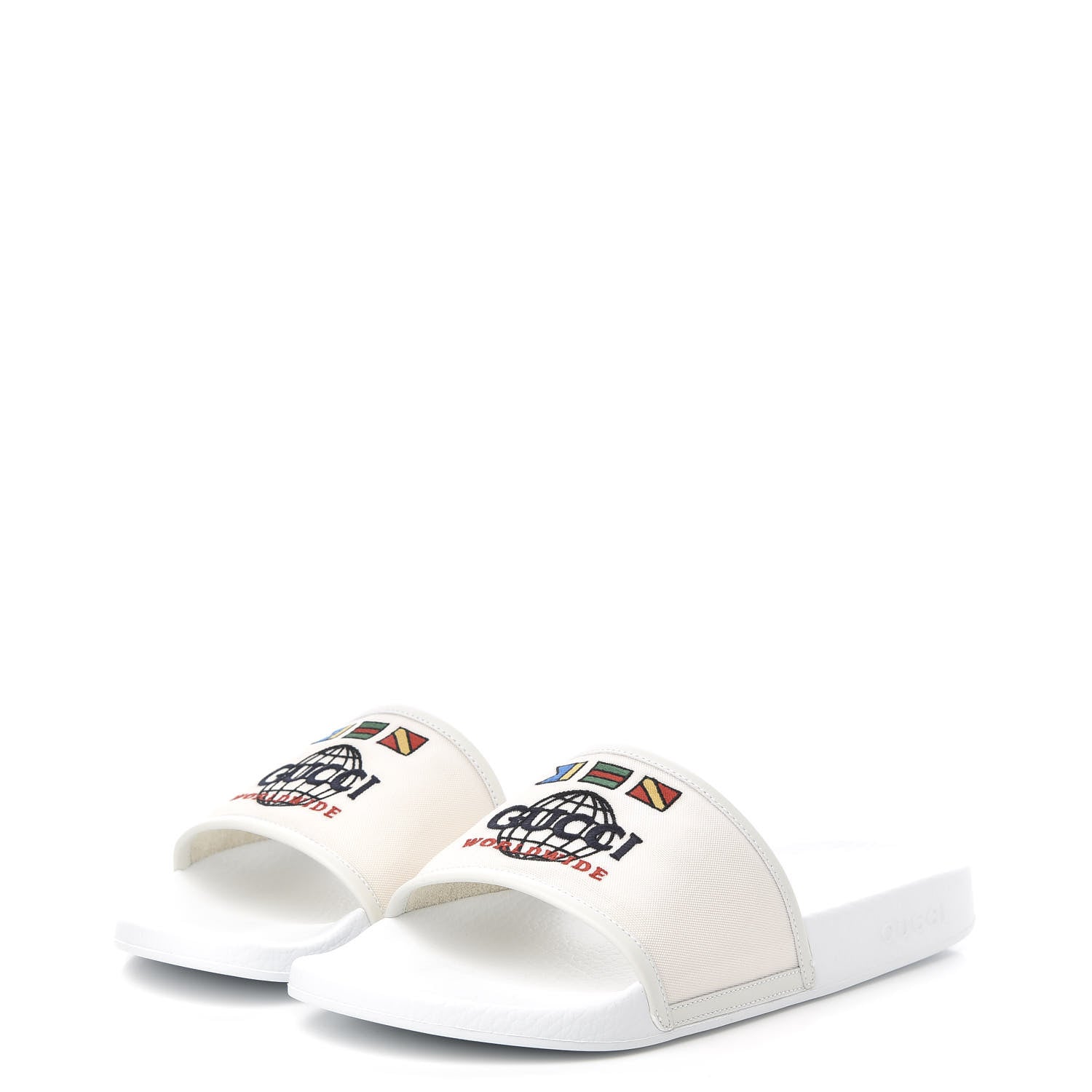 Gucci Canvas Worldwide Mens Pursuit Slide Sandals 10 White 3 of 8