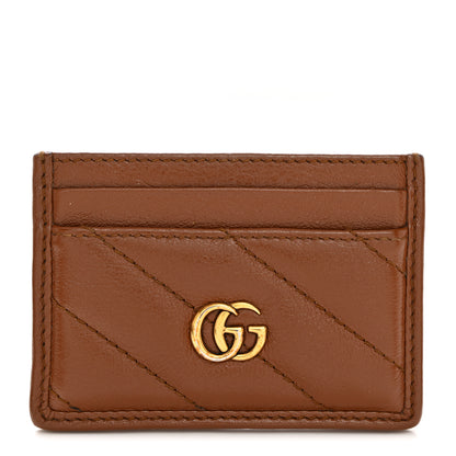 Gucci Azalea Calfskin Matelasse Diagonal GG Marmont Card Holder Cuir 1 of 7