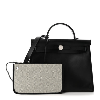 Hermes Toile H Berline Vache Hunter Herbag Zip PM 31 Black Ecru 3 of 12