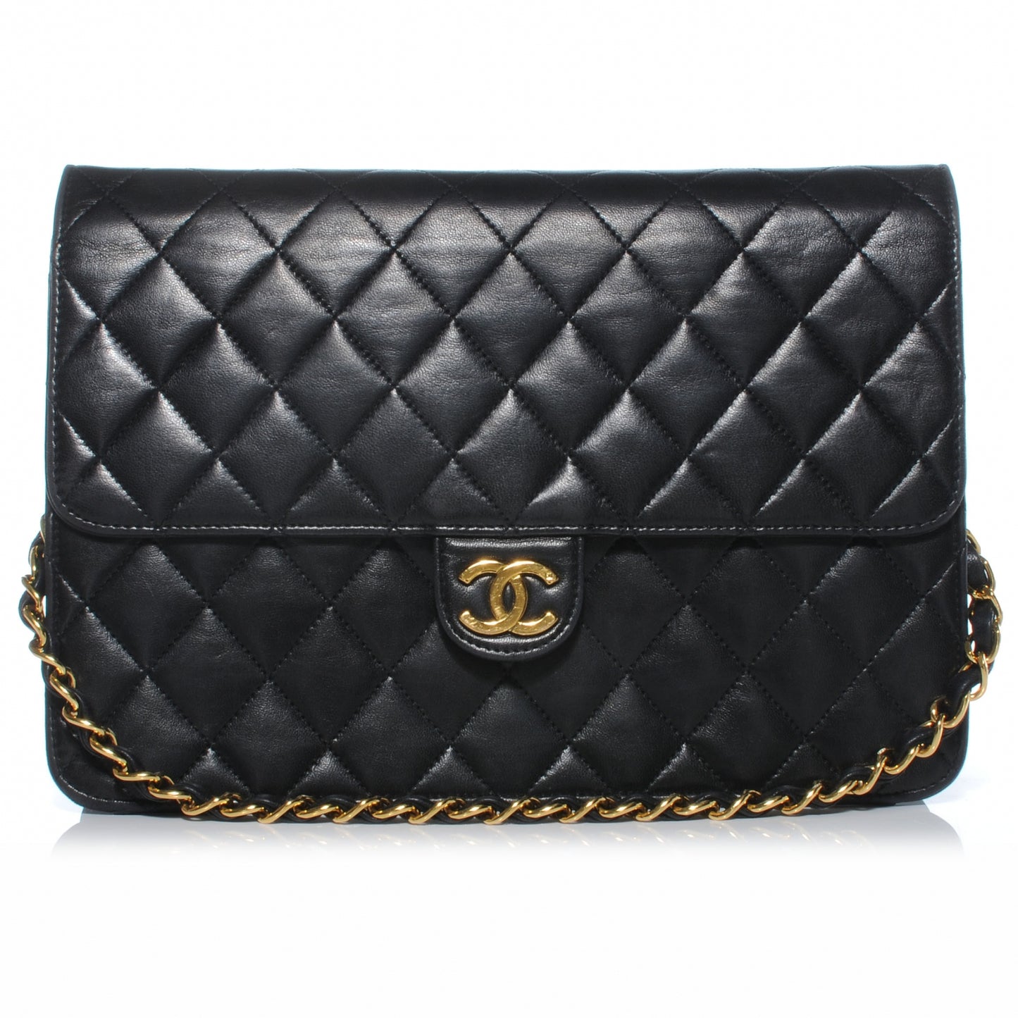 Lambskin Single Flap Black