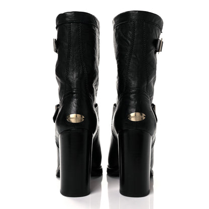 Jimmy Choo Lambskin Dart Biker Buckle Booties 38 Black 5 of 9