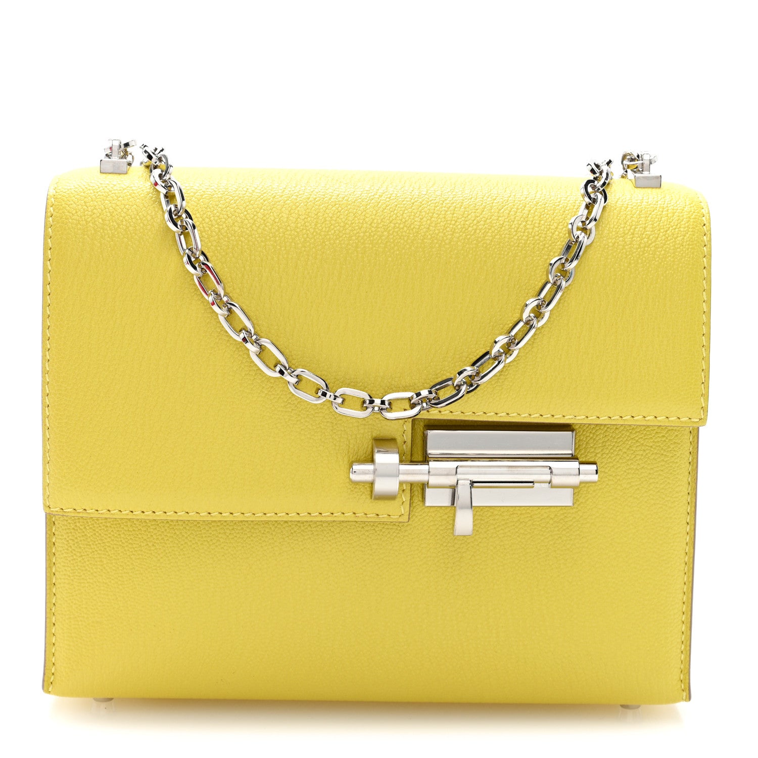 Hermes Chevre Mysore Mini Verrou Chaine Bag Lime 1 of 9