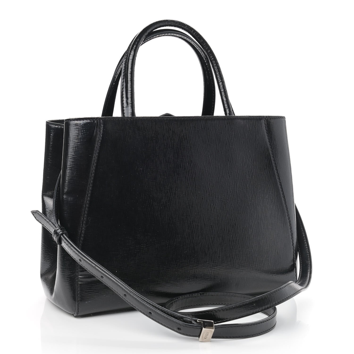Fendi Patent Vitello Elite Petite 2Jours Tote Black 3 of 12