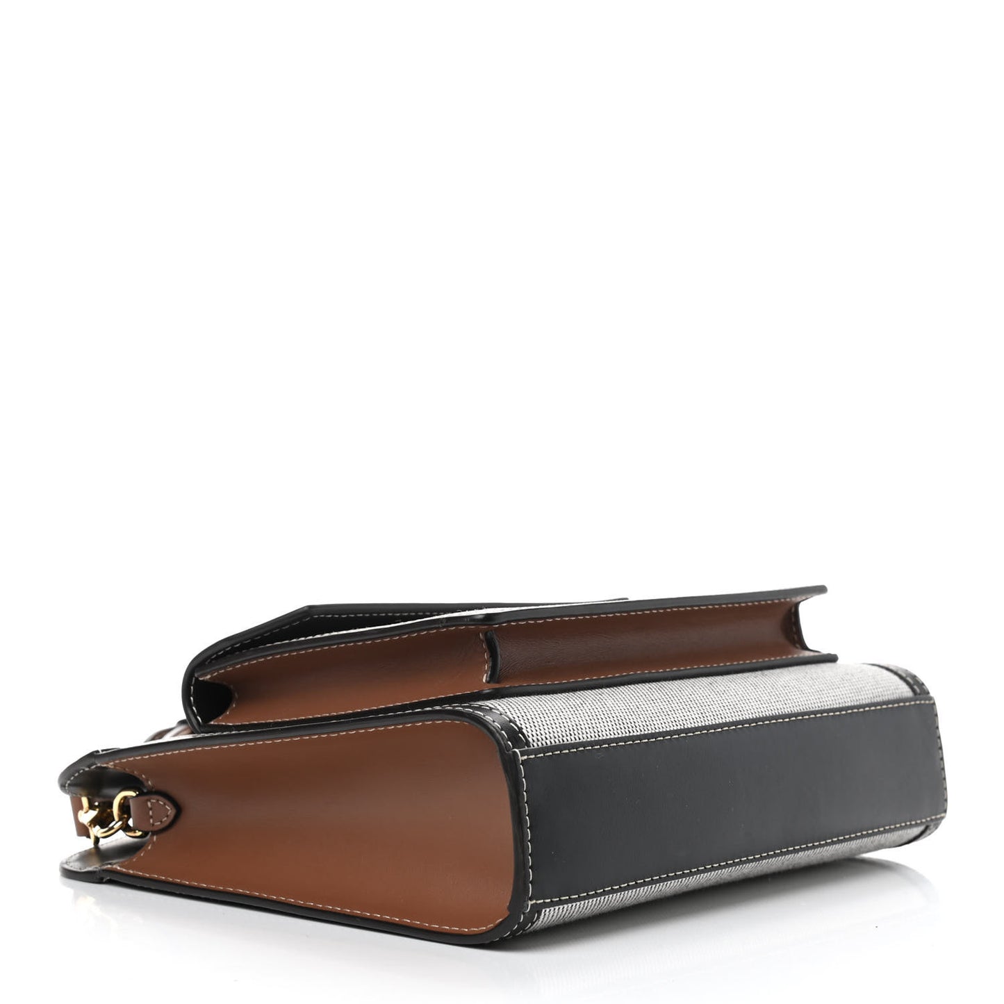 Smooth Calfskin Canvas Two Tone Mini Pocket Bag Black Tan