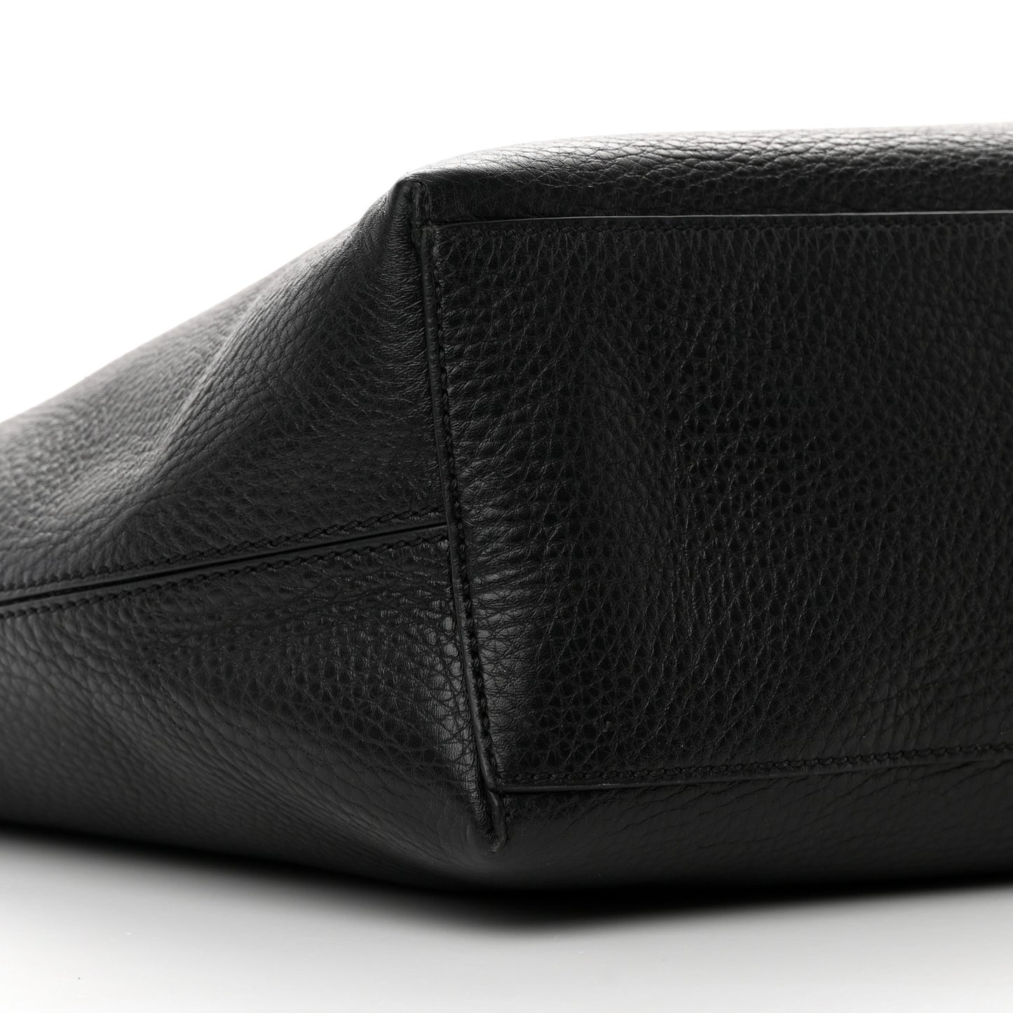 Grained Calfskin Rockstud Shoulder Tote Black