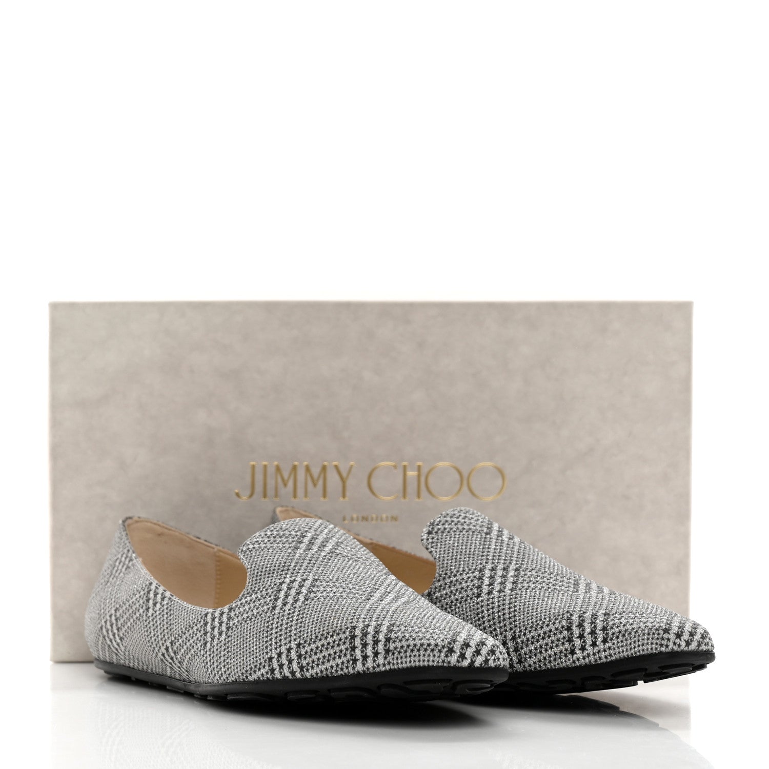Jimmy Choo Prince Of Stars Glitter Fabric Loafers 39 Silver 10 of 10