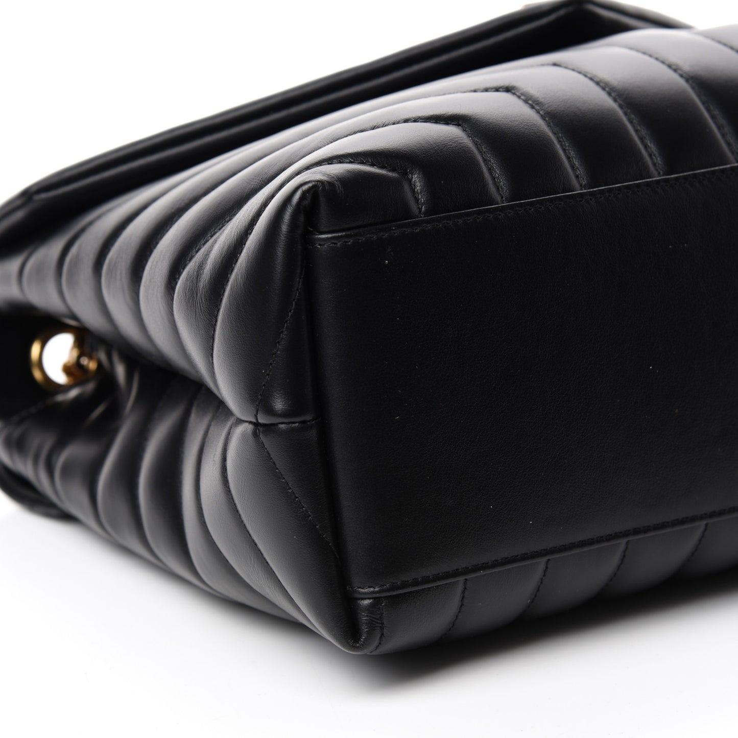 Calfskin Y Quilted Monogram Medium Loulou Chain Satchel Black