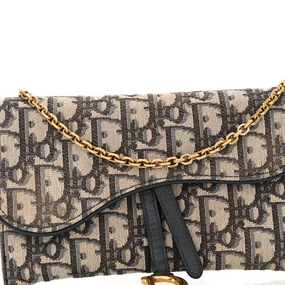 Christian Dior Oblique Saddle Chain Wallet Blue 12 of 14