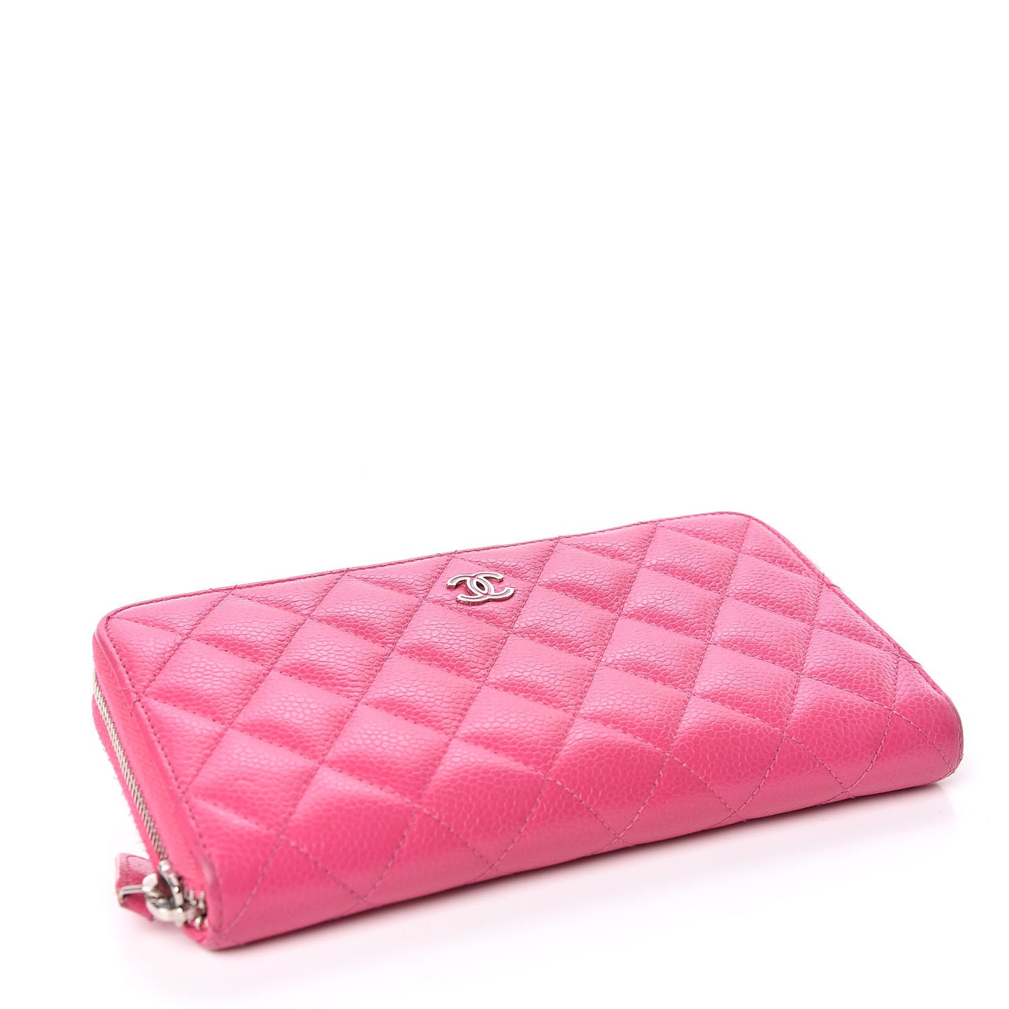 Caviar Quilted Large Gusset Zip Around Wallet Pink