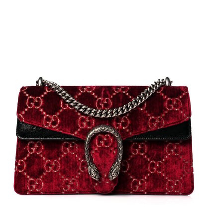 Gucci Velvet Skipper GG Monogram Small Dionysus Shoulder Bag Red Cipria Black 1 of 10