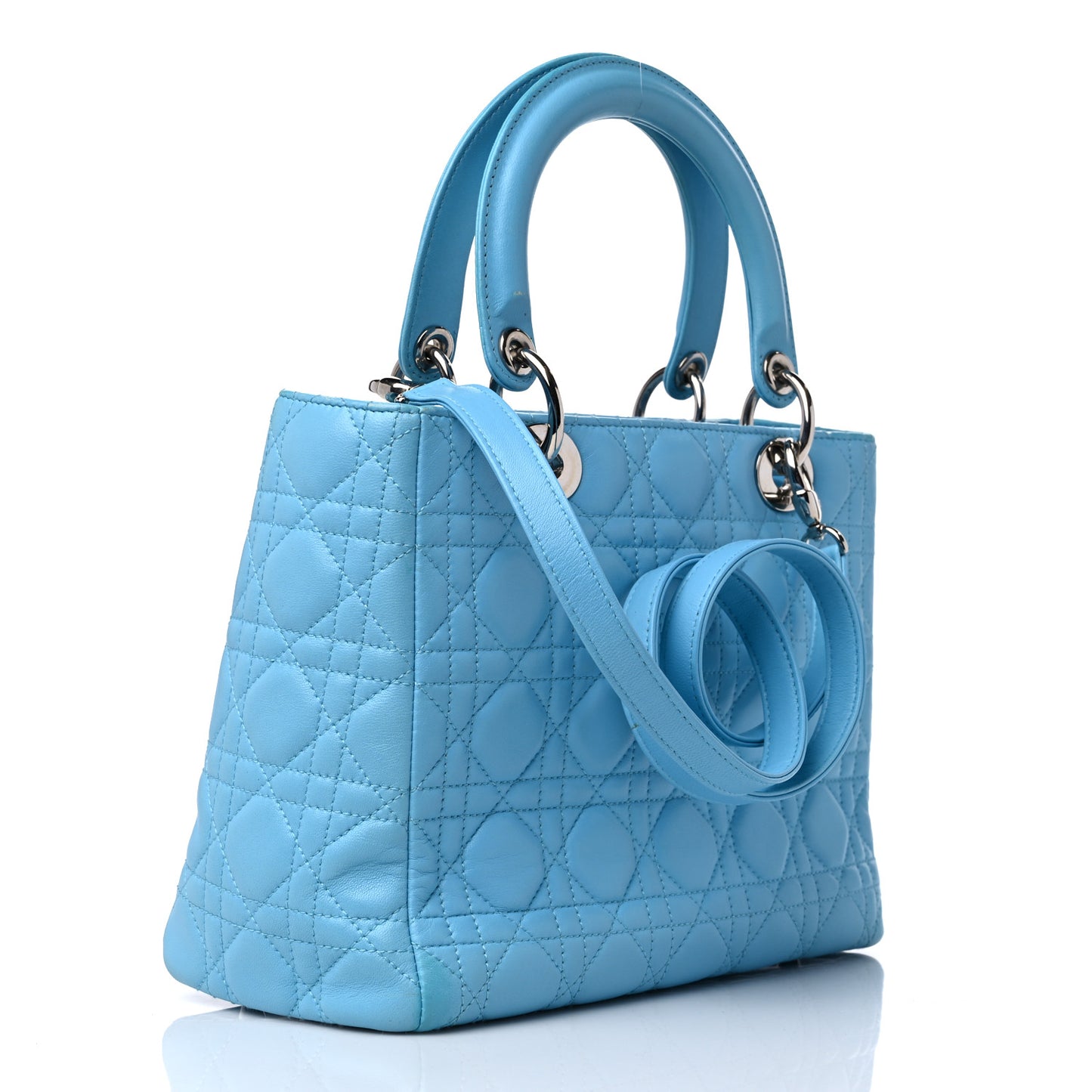 Lambskin Cannage Medium Lady Dior Light Blue