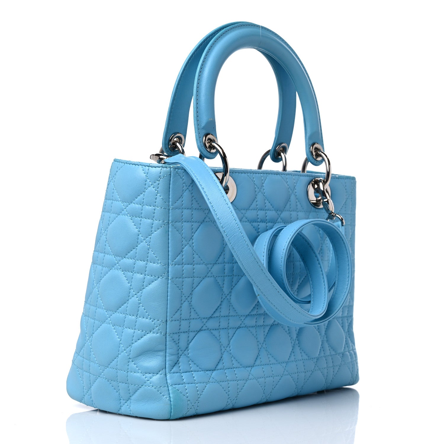 Christian Dior Lambskin Cannage Medium Lady Dior Light Blue 3 of 18